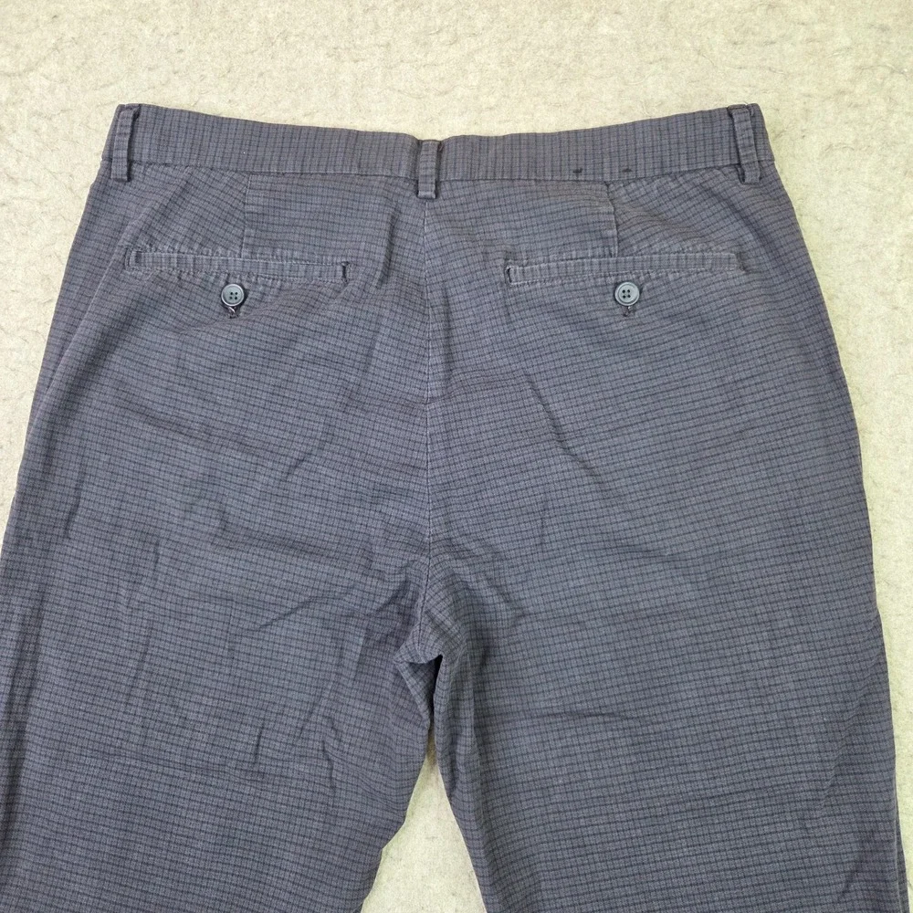 Banana Republic Slim Fit Chino Pants Mens 35x30 Blue Micro Check Stretch Flex